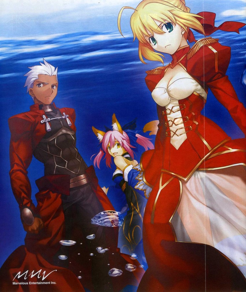 tamamo, nero claudius, tamamo no mae, and archer (fate and 1 more) drawn by takeuchi_takashi