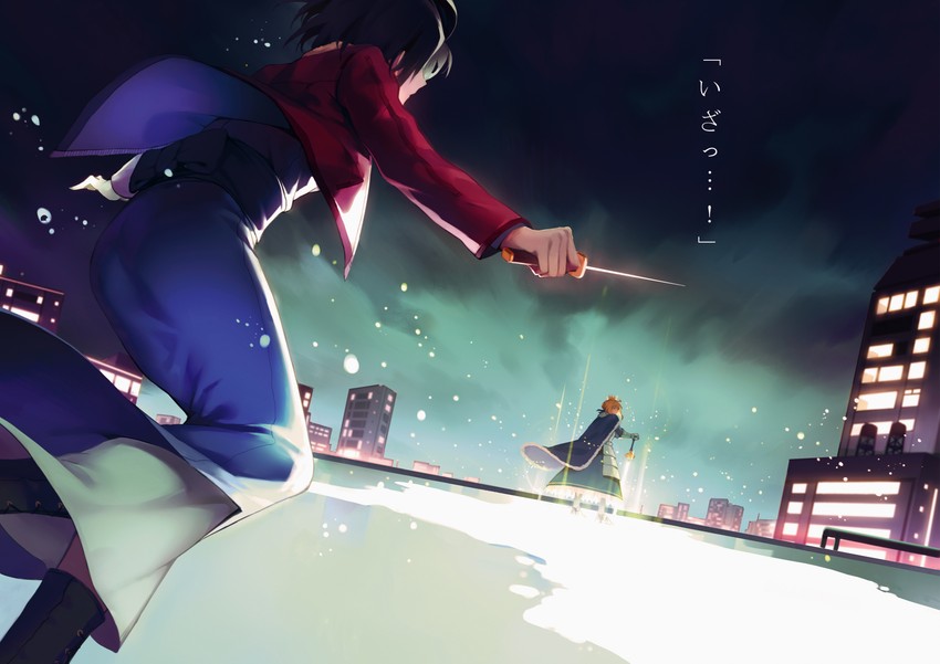 artoria pendragon, saber, and ryougi shiki (fate and 2 more) drawn by reroi