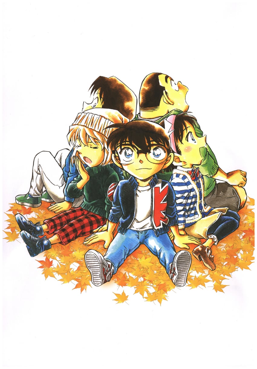 edogawa conan, haibara ai, yoshida ayumi, kojima genta, and tsuburaya mitsuhiko (meitantei conan) drawn by aoyama_goushou