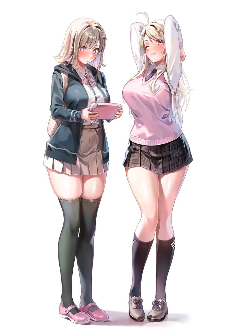 nanami chiaki and akamatsu kaede (danganronpa and 2 more) drawn by machulanko
