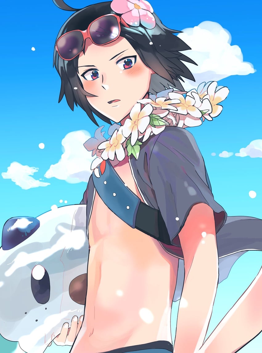 oshawott and cheren (pokemon and 1 more) drawn by nashubi_(to_infinity_wow)