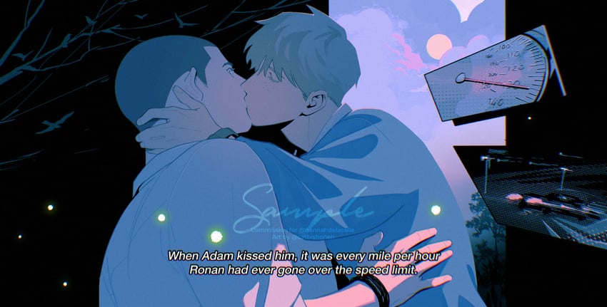 adam parrish and ronan lynch (the raven cycle) drawn by catbishonen