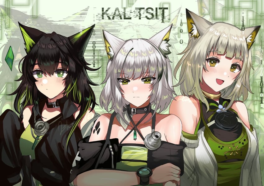 kal'tsit, mon3tr, and endfield lynx girl (arknights and 1 more) drawn by blue_sealad