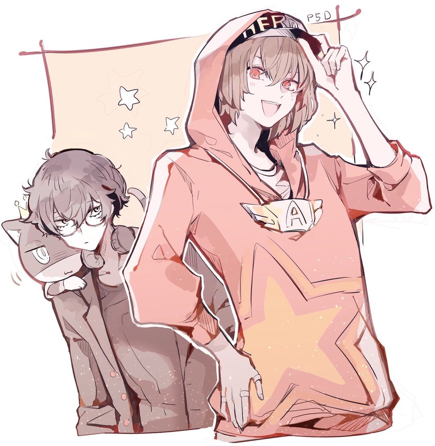 amamiya ren, akechi gorou, and morgana (persona and 2 more) drawn by kisaragi_koubana