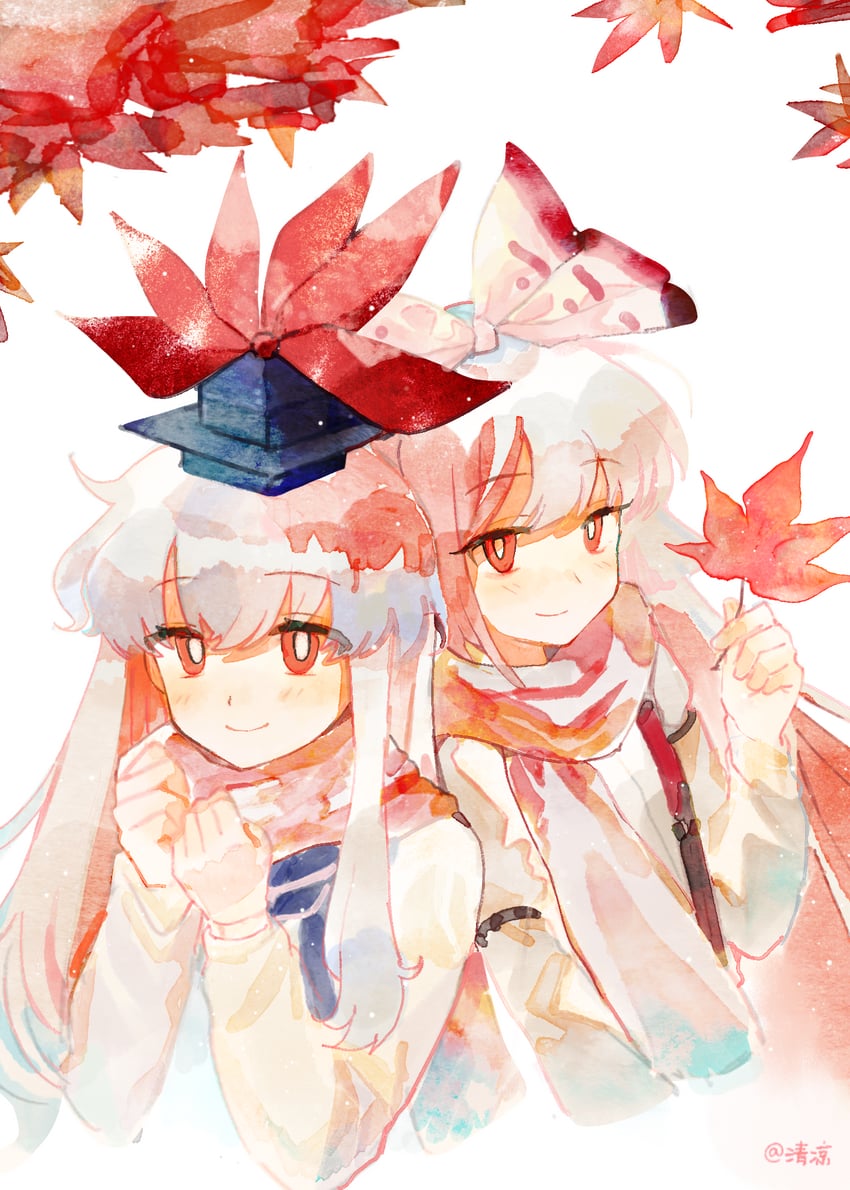 fujiwara no mokou and kamishirasawa keine (touhou) drawn by youshouhaoxianzhe