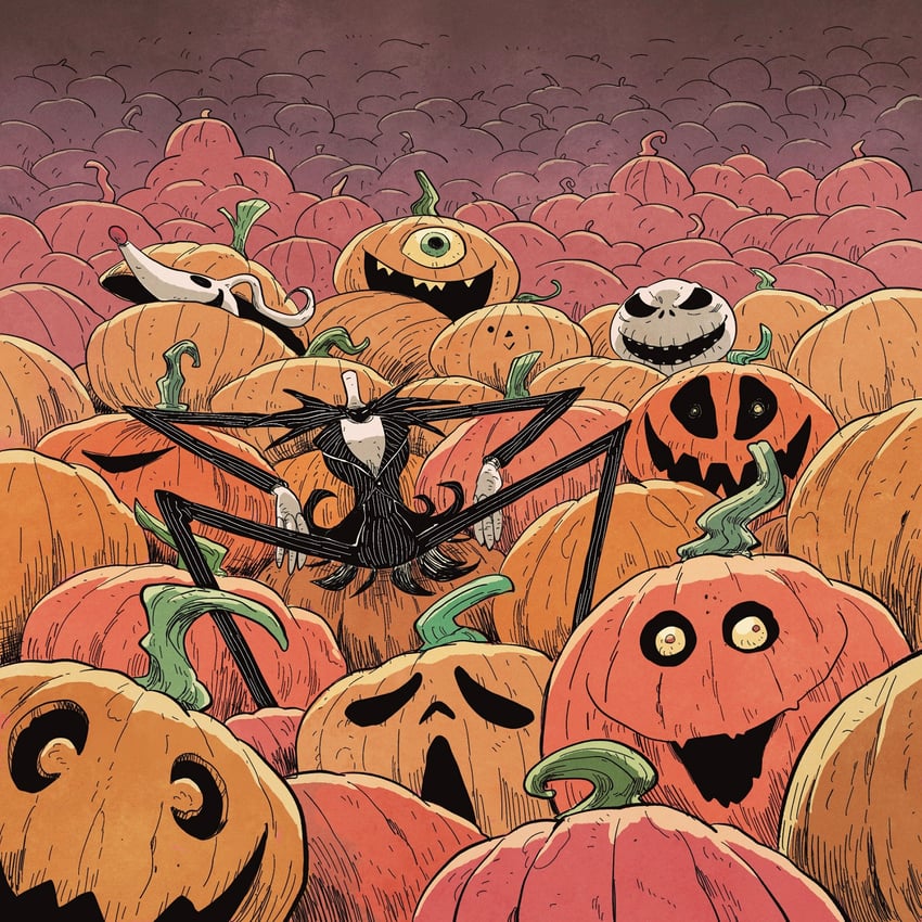 jack skellington and zero (the nightmare before christmas) drawn by migamigami