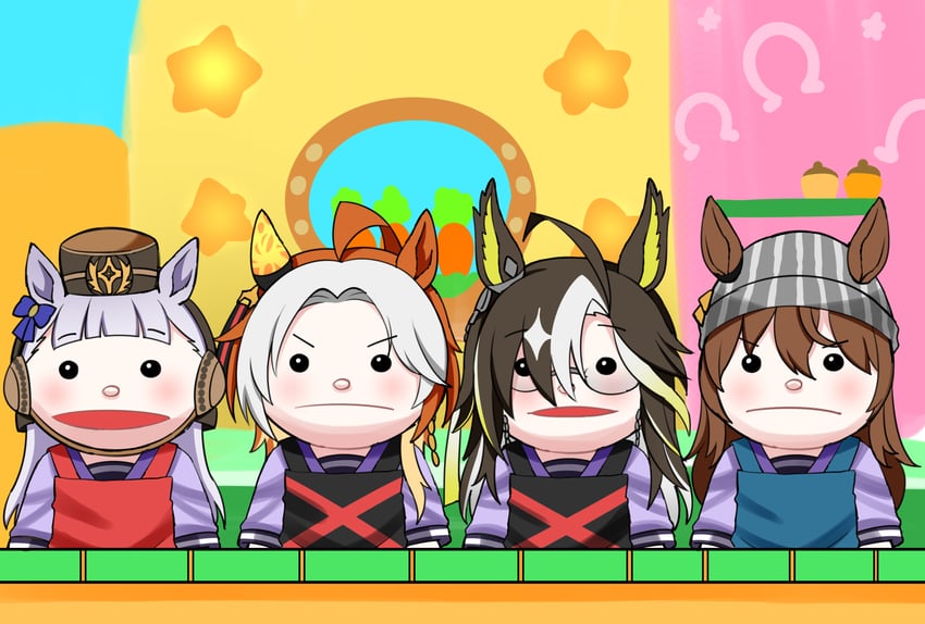 gold ship, nakayama festa, orfevre, and dream journey (umamusume and 1 more) drawn by aramori_susumu