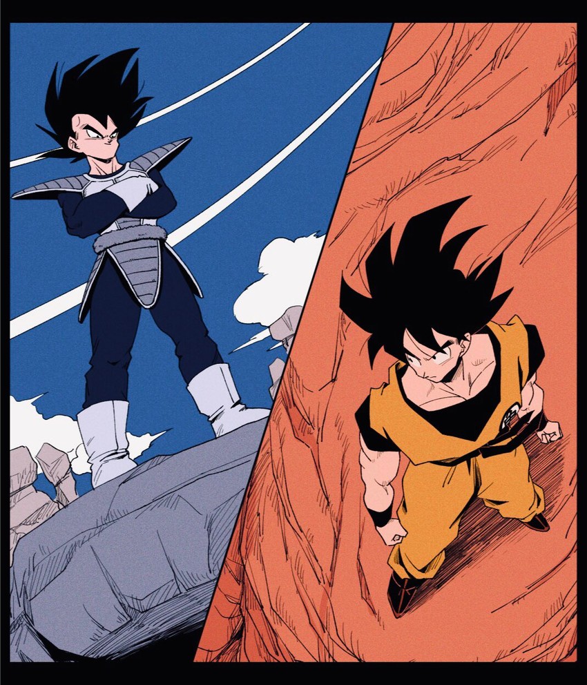 son goku and vegeta (dragon ball and 1 more) drawn by kz_(dbz_kz)