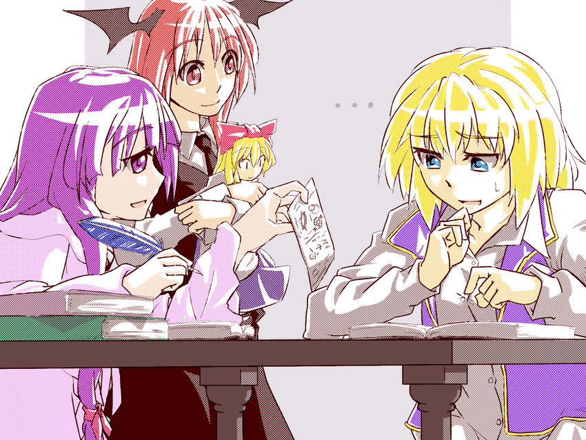alice margatroid, patchouli knowledge, koakuma, and shanghai doll (touhou) drawn by tmmksodm
