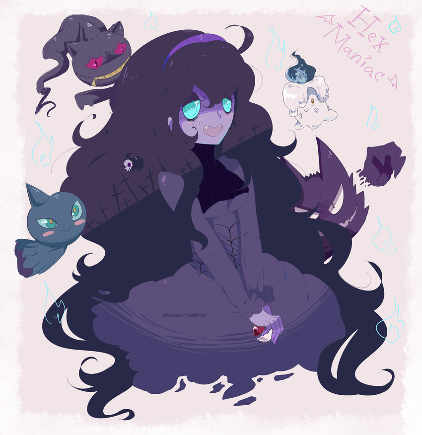 hex maniac, litwick, haunter, banette, duskull, and 1 more (pokemon and 1 more) drawn by princessmisery