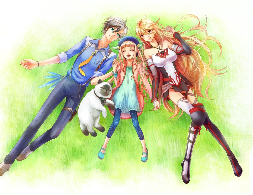 milla maxwell, ludger will kresnik, elle mel martha, and rollo (tales of and 2 more) drawn by lottalove