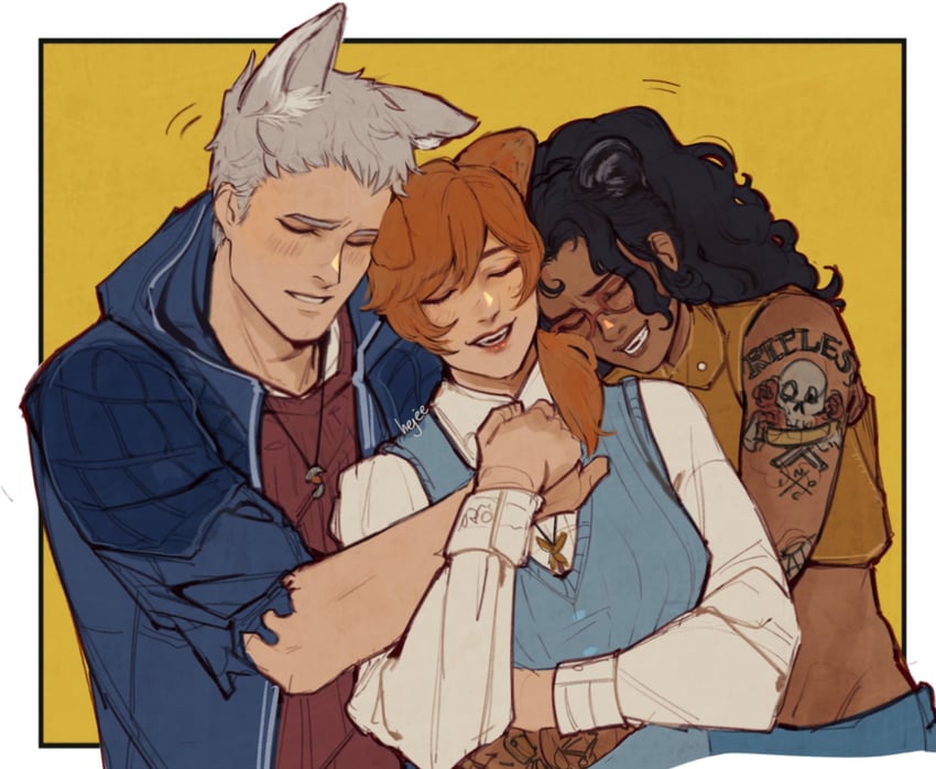 nero, nico, and kyrie (devil may cry and 1 more) drawn by hejee