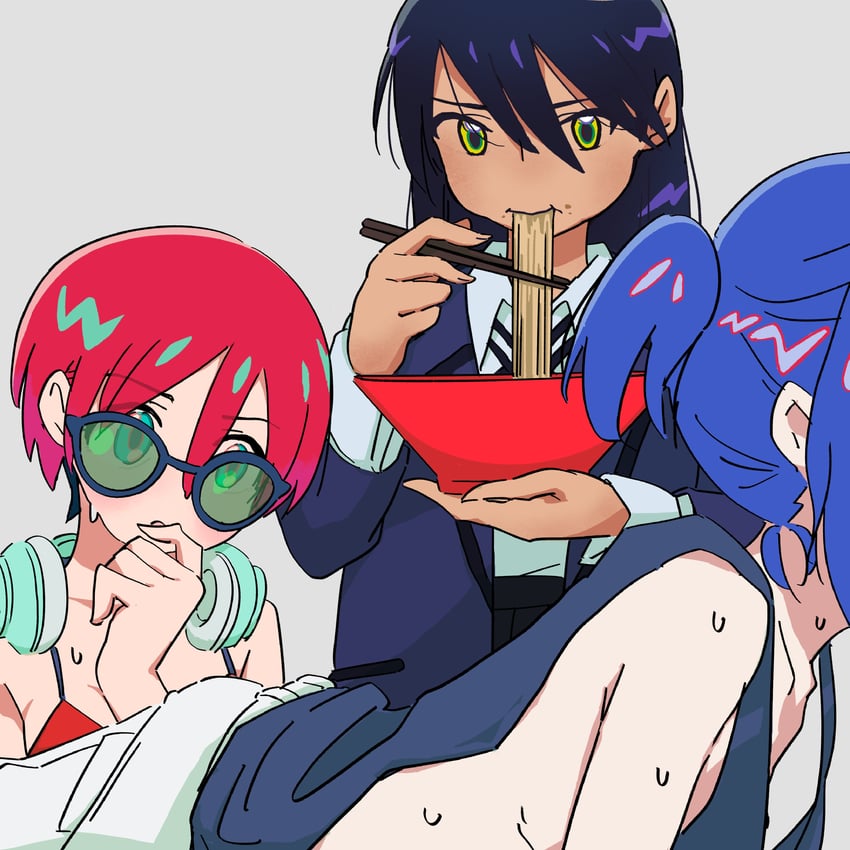 amate yuzuriha, shuji ito, and nyaan (gundam and 1 more) drawn by xoo_(x)