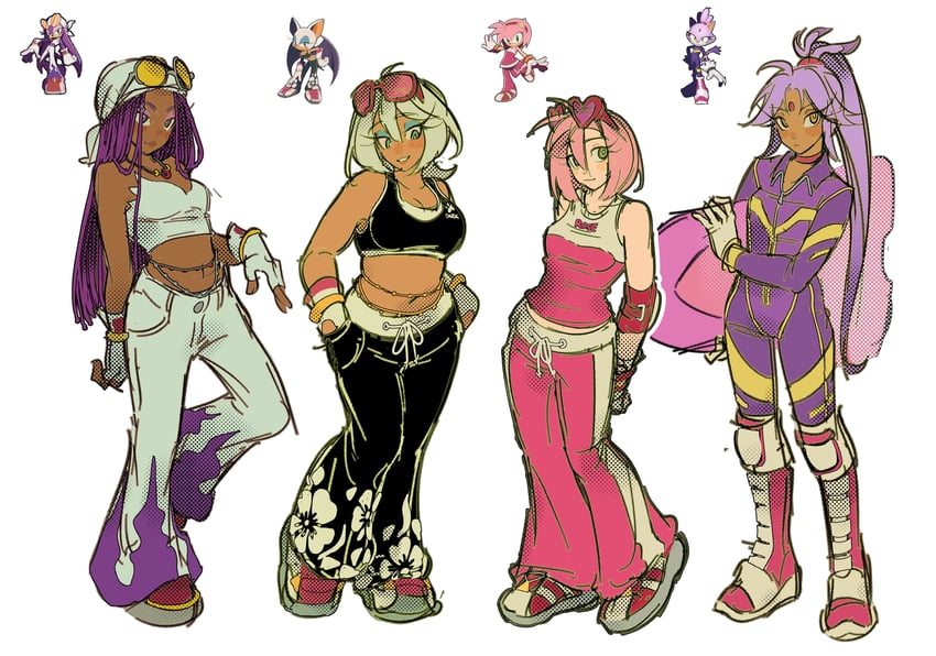 amy rose, blaze the cat, rouge the bat, and wave the swallow (sonic and 2 more) drawn by livpoid