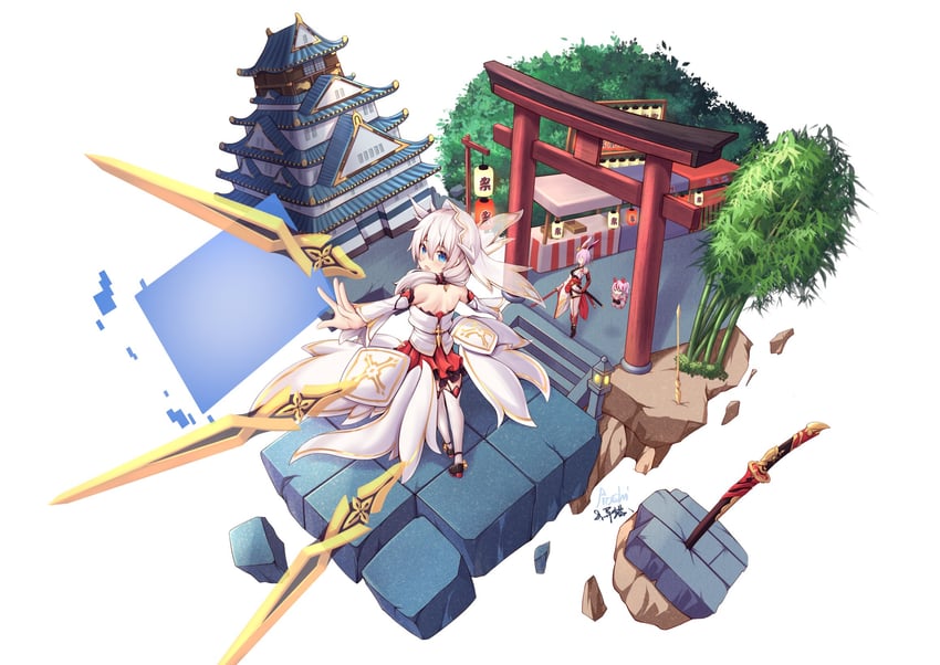 theresa apocalypse, yae sakura, rin, and higokumaru (honkai and 1 more) drawn by yiduan_zhu