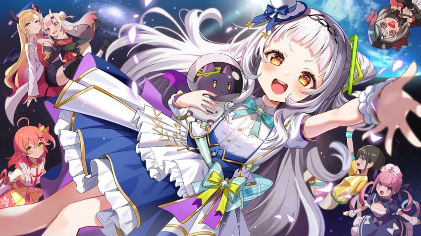 minato aqua, sakura miko, oozora subaru, sakamata chloe, murasaki shion, and 3 more (hololive) drawn by satoupote