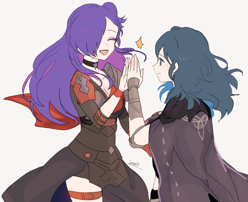 female byleth and female shez (fire emblem and 2 more) drawn by sasaki_(dkenpisss)