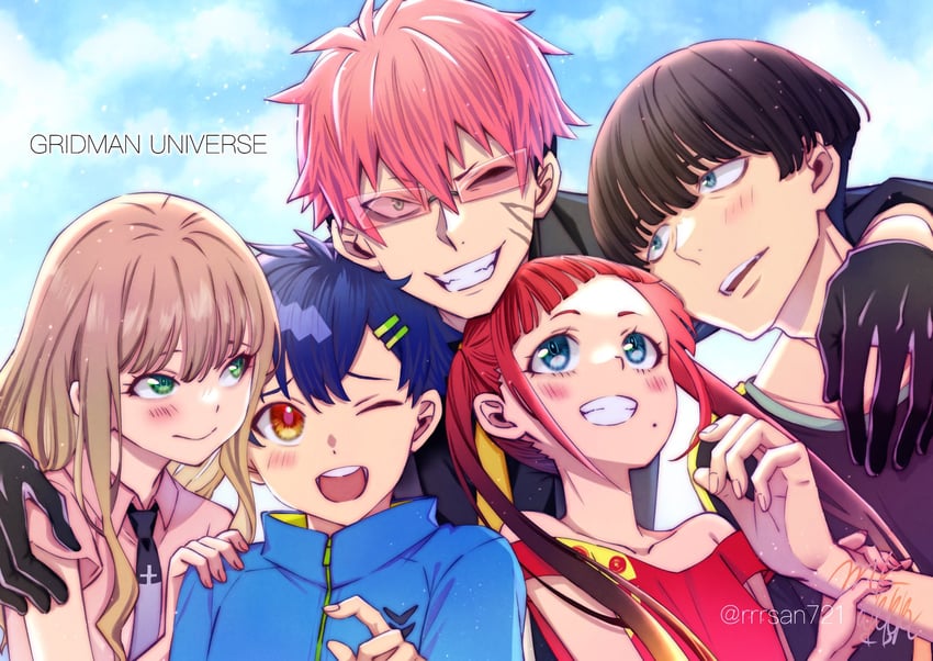 minami yume, asanaka yomogi, asukagawa chise, gauma, and yamanaka koyomi (gridman universe) drawn by mukumuku_(artist)