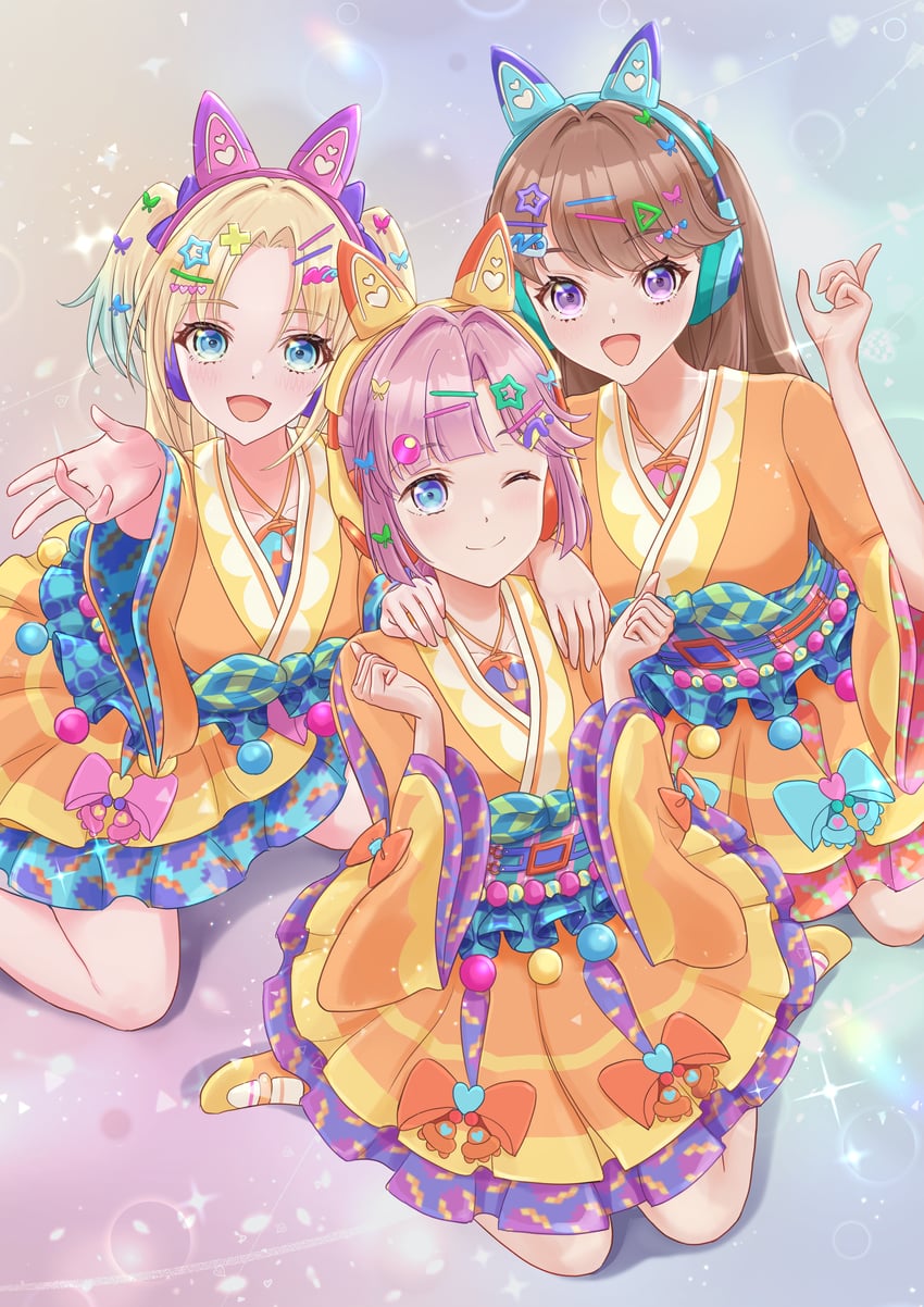 fujishima megumi, osawa rurino, and anyoji hime (love live! and 1 more) drawn by kobassy