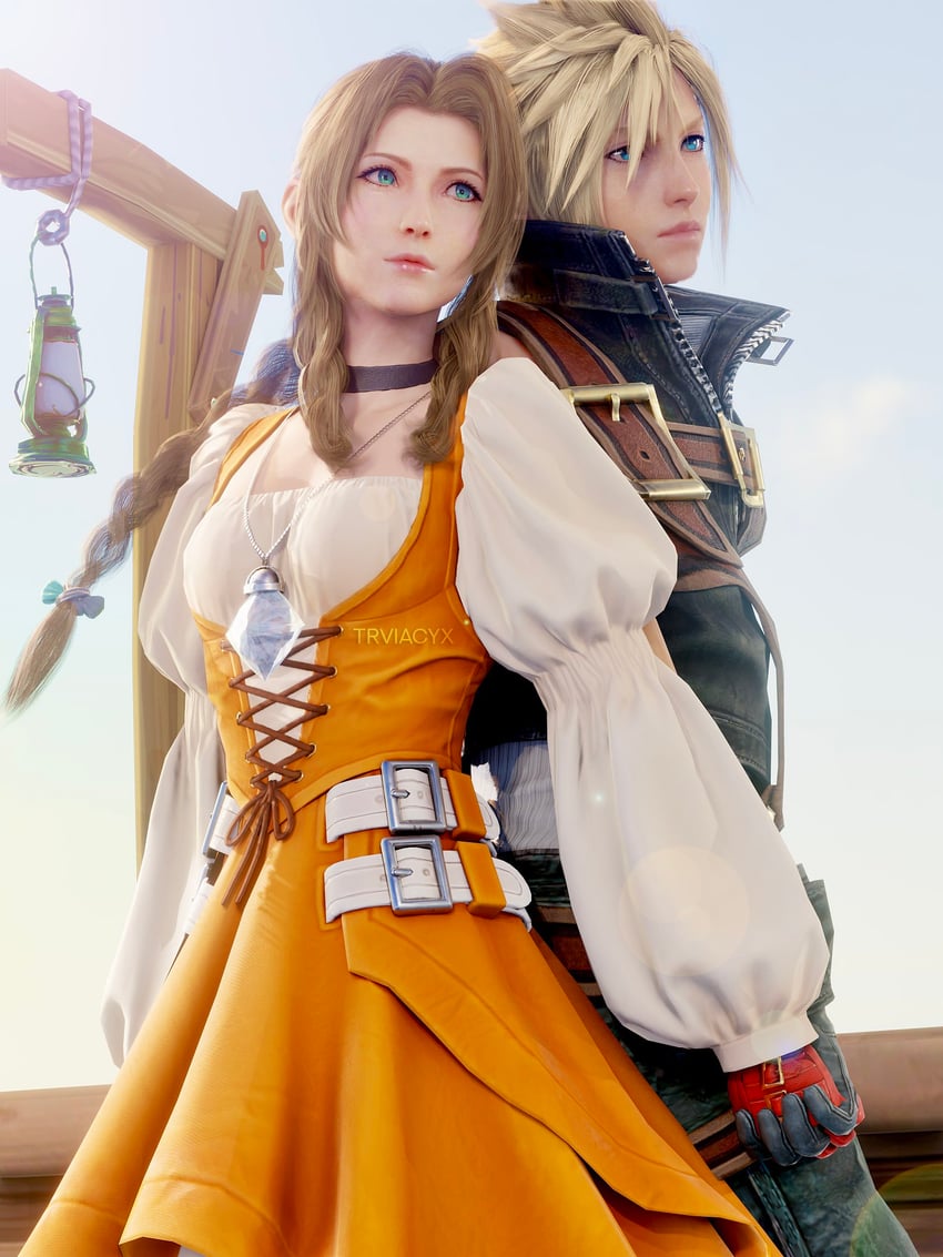 cloud strife, aerith gainsborough, zidane tribal, and garnet til alexandros xvii (final fantasy and 3 more) drawn by trivia_cyx