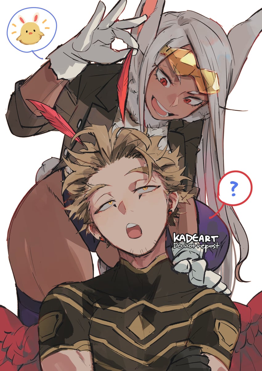 mirko and hawks (boku no hero academia) drawn by kadeart