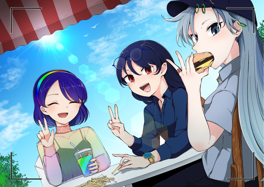 iizunamaru megumu, tenkyuu chimata, and himemushi momoyo (touhou) drawn by kaisenpurin