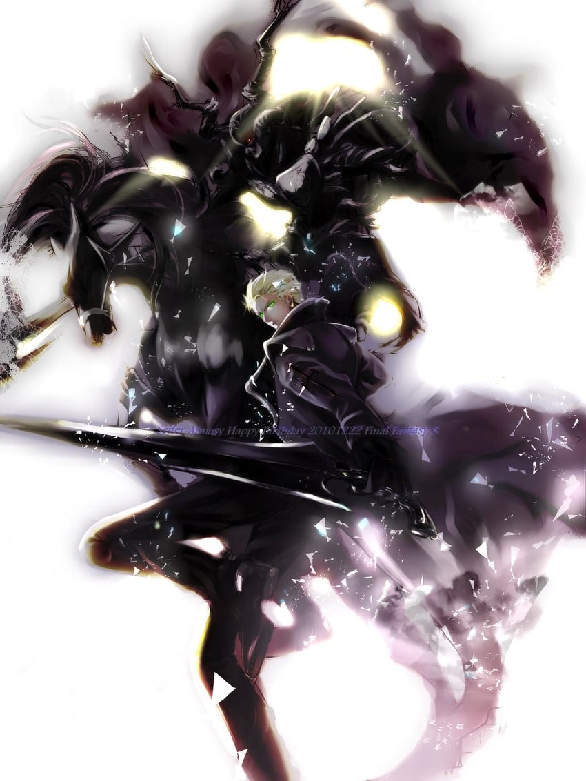 seifer almasy, odin, and sleipnir (final fantasy and 1 more) drawn by eni_(yoyogieni)