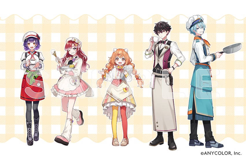 kirara tamako, nanase suzuna, saotome berry, sakayori soma, and nagisa trout (nijisanji) drawn by tama_(songe)