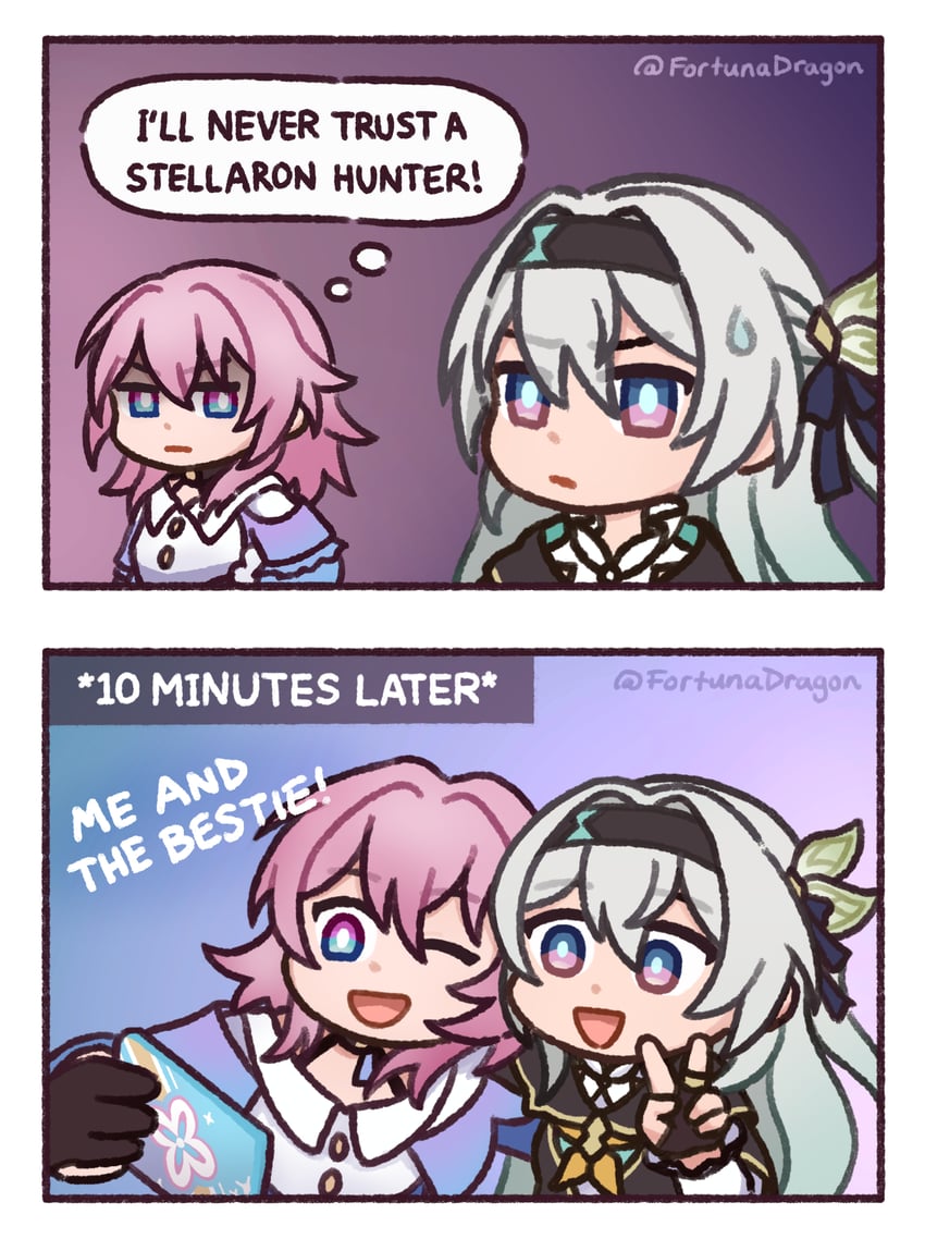 firefly and march 7th (honkai and 1 more) drawn by fortunadragon
