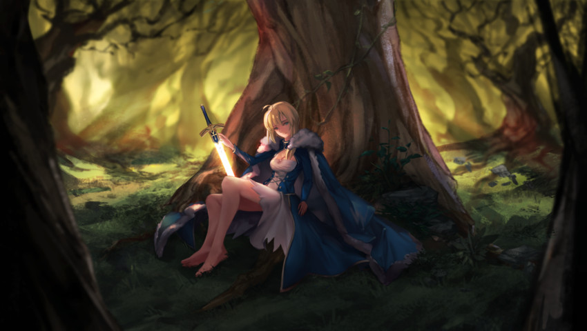 artoria pendragon and saber (fate and 1 more) drawn by mao_mao_wansui