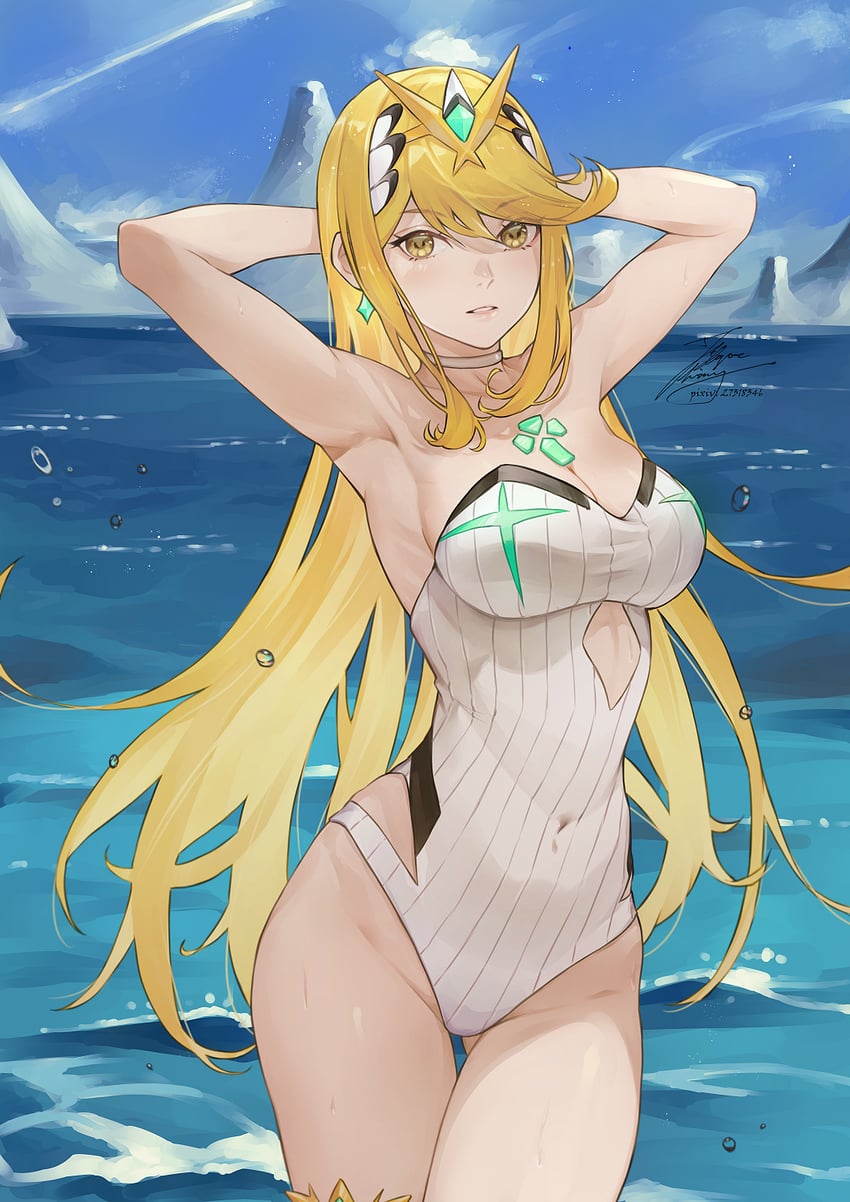 mythra (xenoblade chronicles and 1 more) drawn by fadingz