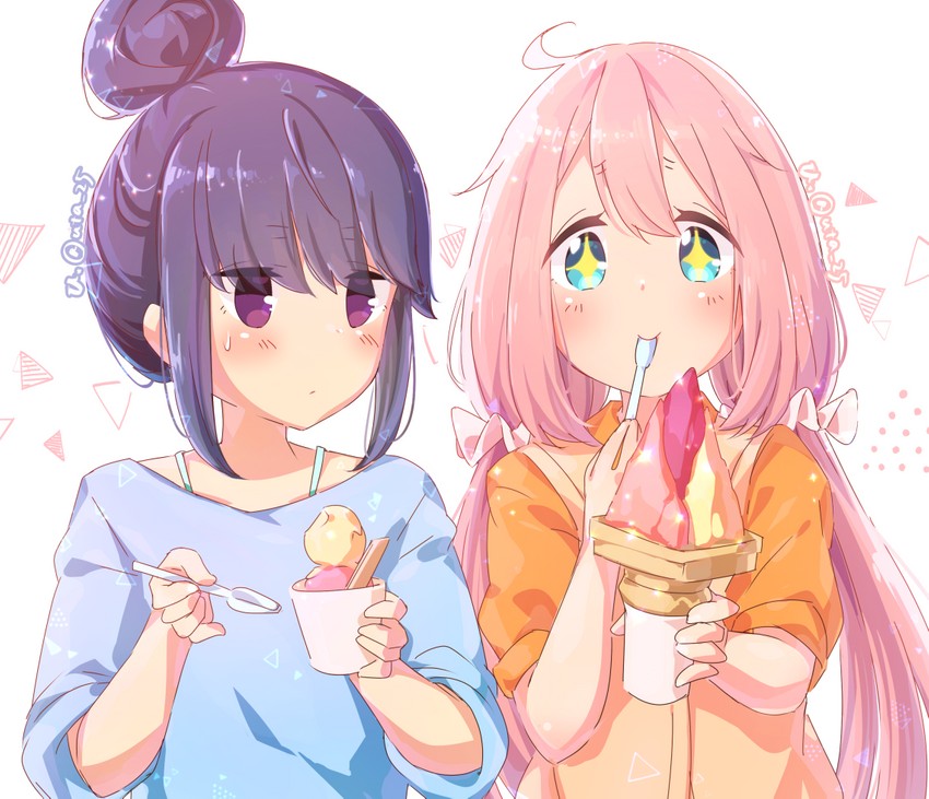 shima rin and kagamihara nadeshiko (yurucamp) drawn by uta_25