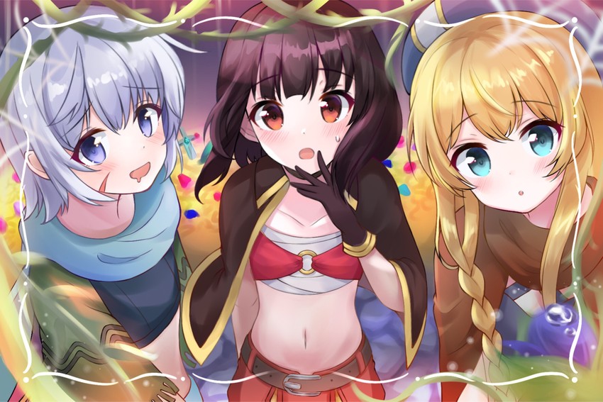 megumin, iris, and chris (kono subarashii sekai ni shukufuku wo!) drawn by chie_(wendy9537)