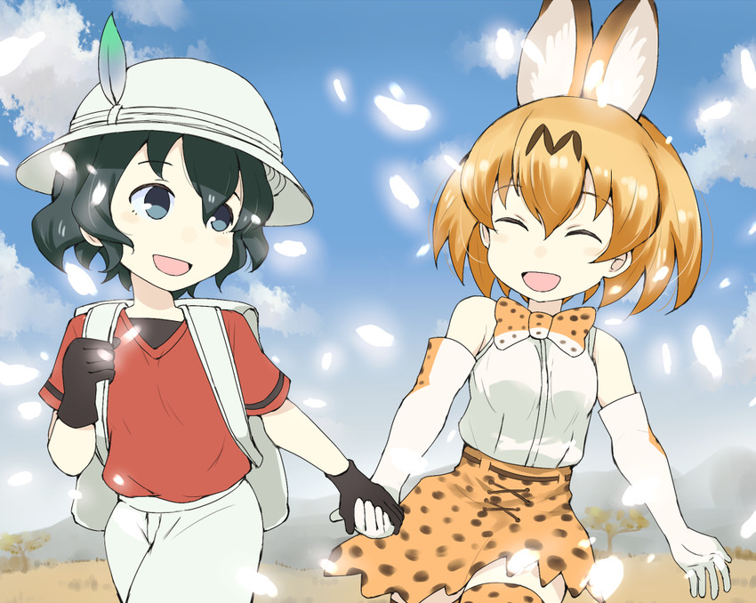 serval and kaban (kemono friends) drawn by gedou_(ge_ge_gedou)