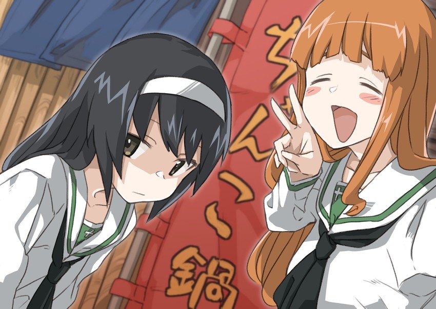takebe saori and reizei mako (girls und panzer) drawn by muchi_maro