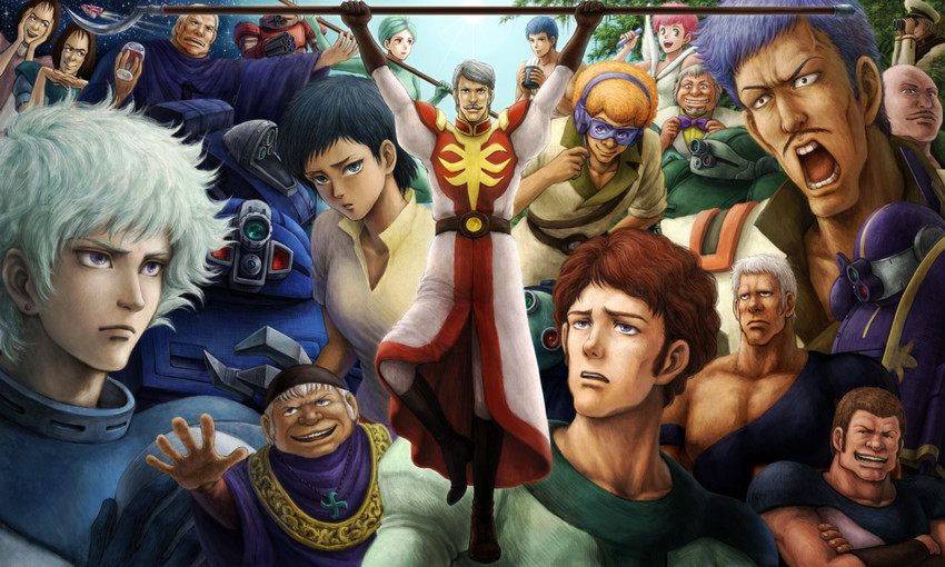 scopedog, chirico cuvie, fiana, vanila varta, berserga, and 19 more (soukou kihei votoms) drawn by satou_toshio_(suisuisuisui)