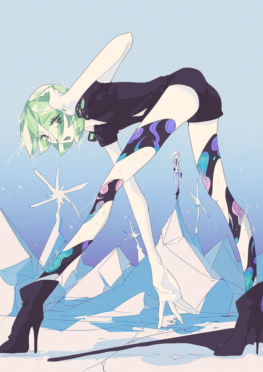 phosphophyllite and antarcticite (houseki no kuni) drawn by fuaffua_(lune_de_livre)