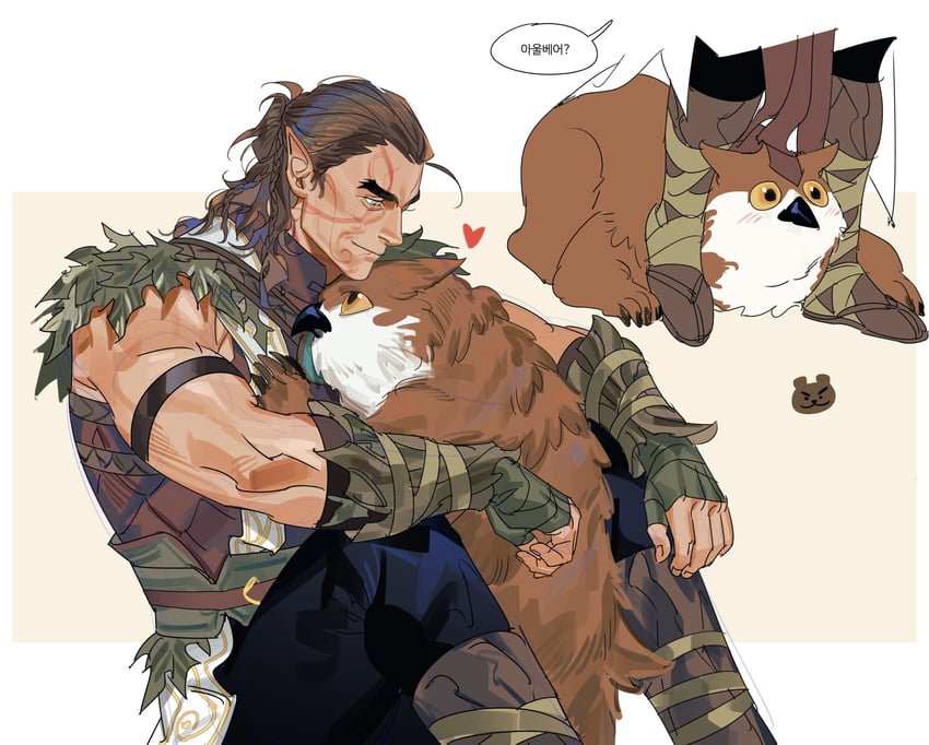 halsin and owlbear (dungeons & dragons and 2 more) drawn by greensalad350