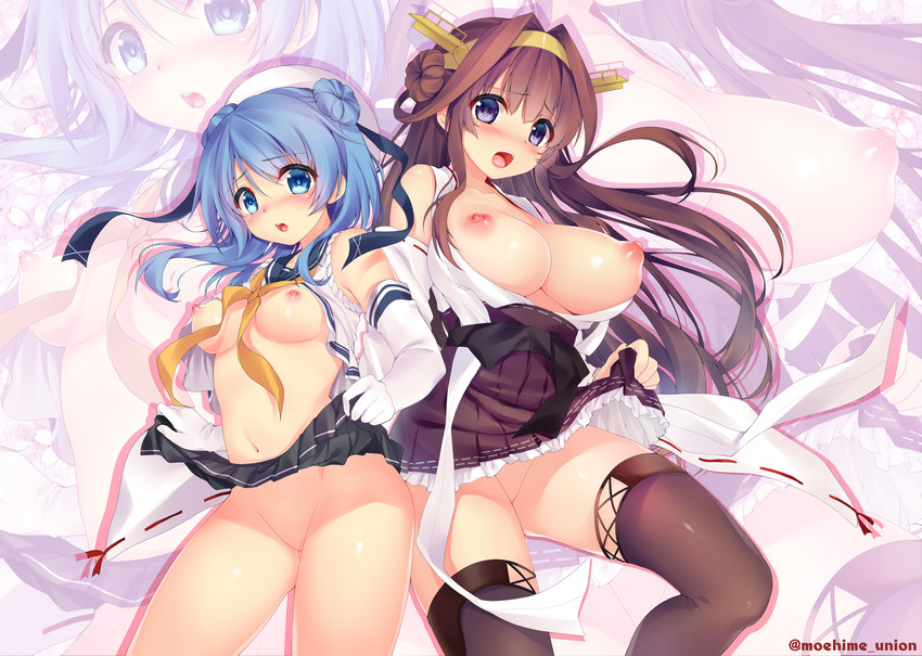 kongou and urakaze (kantai collection) drawn by obiwan