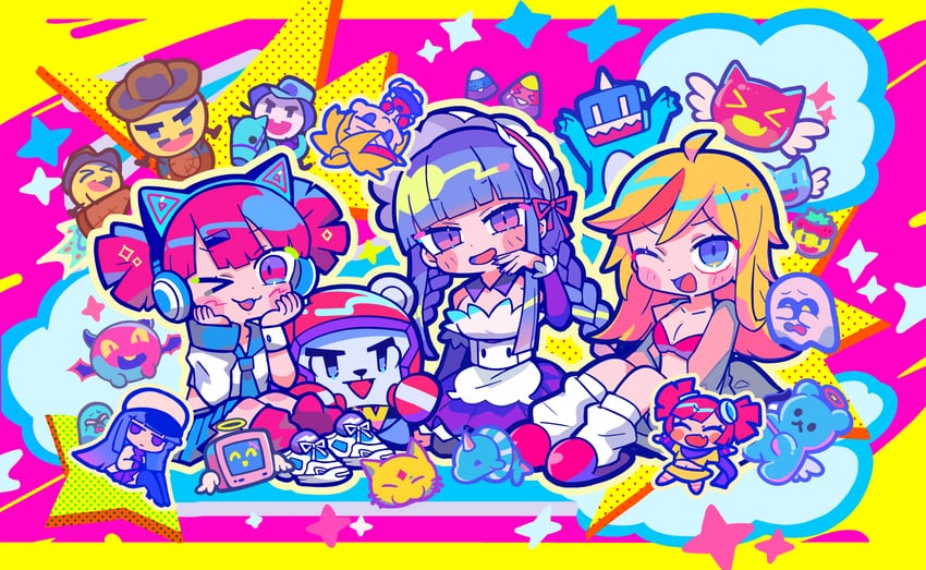 buro, rin, ola, and marija (muse dash) drawn by terada_tera