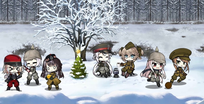 kar98k, lee-enfield, webley, c96, lewis, and 2 more (girls' frontline) drawn by the_mad_mimic