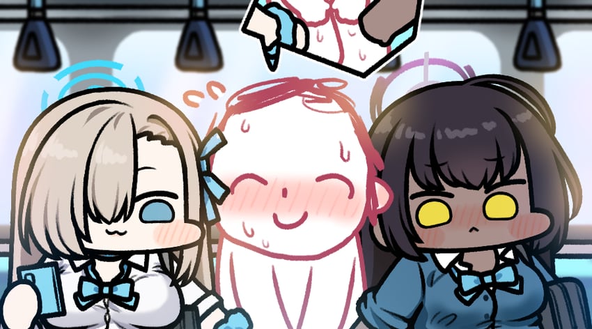 sensei, doodle sensei, asuna, and karin (blue archive) drawn by jazz_jack