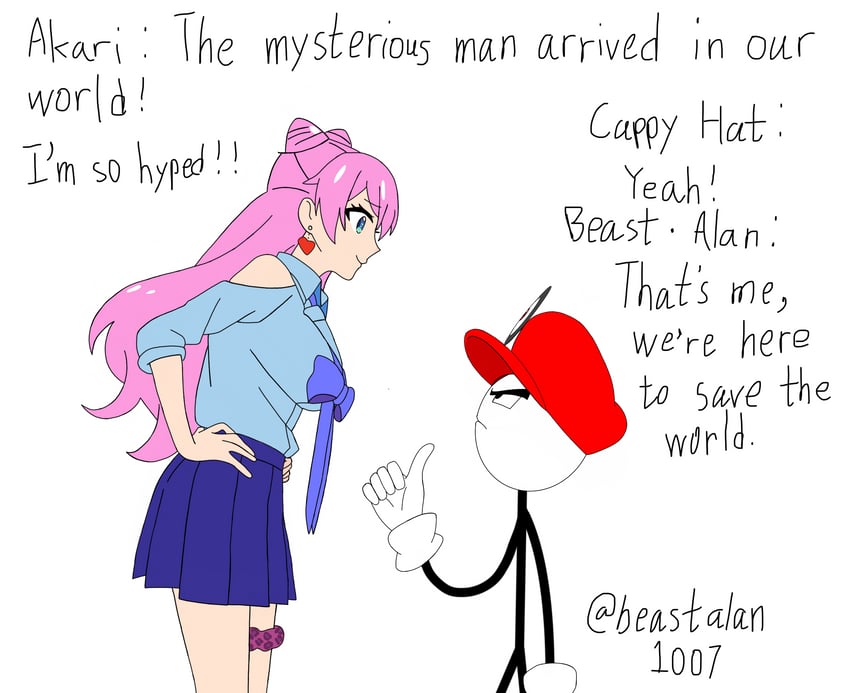 cappy and watanabe akari (mario and 2 more) drawn by beastalan1007