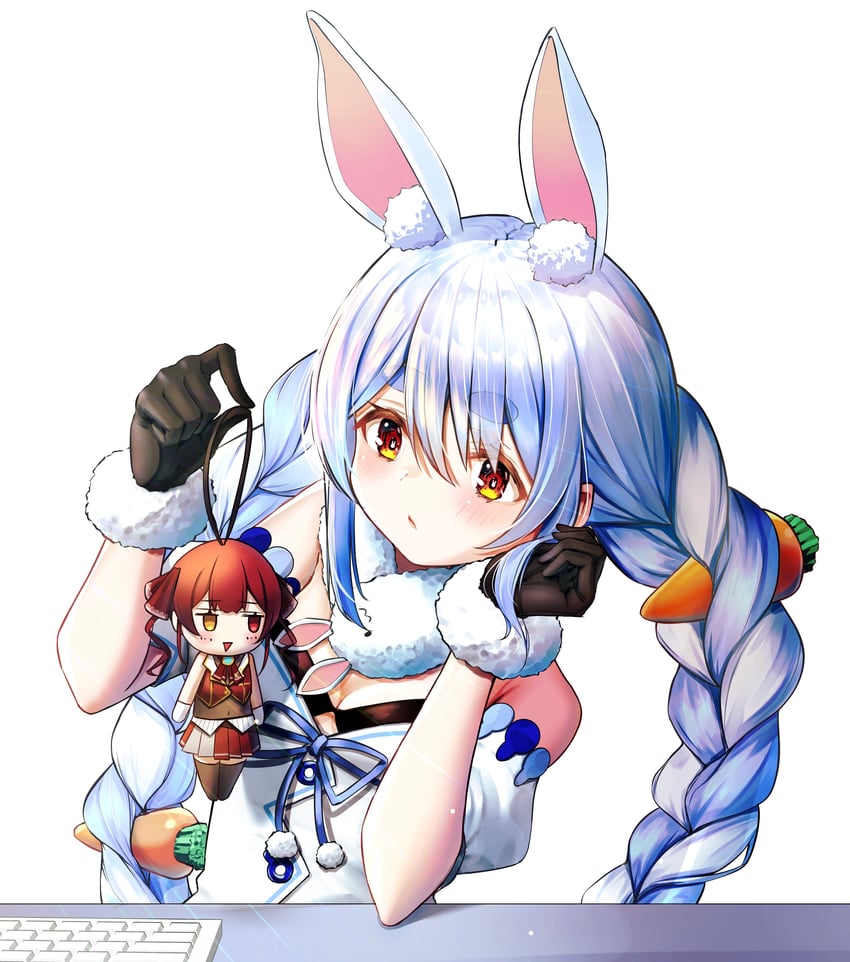 houshou marine and usada pekora (hololive) drawn by nishiuji