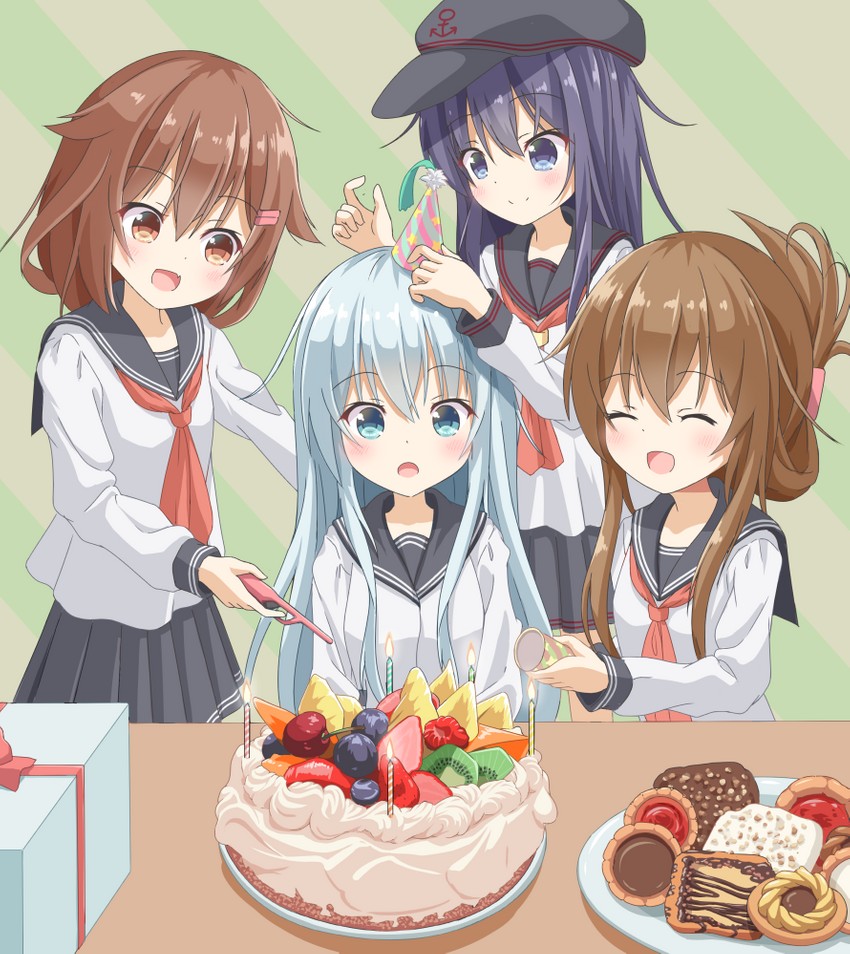 hibiki, inazuma, ikazuchi, akatsuki, and verniy (kantai collection) drawn by azel_(laevateinn495)