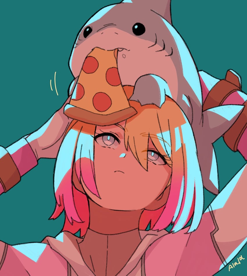 jeff the land shark and gwenpool (marvel) drawn by sushi_pizza_rrr
