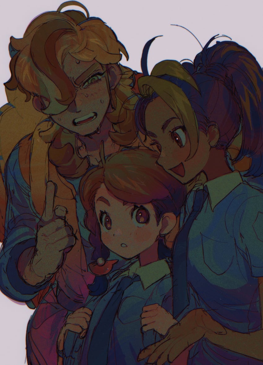 juliana, nemona, and arven (pokemon and 1 more) drawn by thxzmgn
