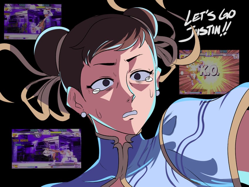 chun-li, ken masters, and justin wong (street fighter and 3 more) drawn by tina_fate
