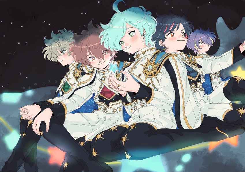 morisawa chiaki, shinkai kanata, sengoku shinobu, takamine midori, and nagumo tetora (ensemble stars!) drawn by chokki_01
