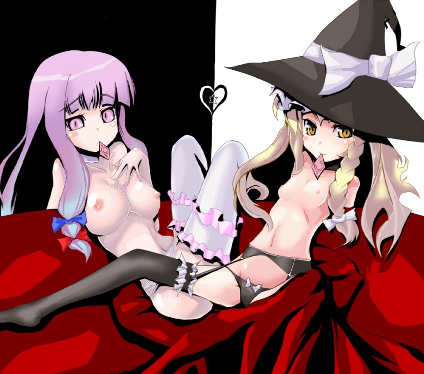 kirisame marisa and patchouli knowledge (touhou) drawn by dateya_torahachi